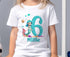 Personalised Mermaid Birthday T – Shirt ANY AGE – Cotton White Top, any number any age, Teal Number mermaid - 6-12 months