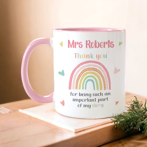 Personalised Teacher Thank You Mug – Rainbow School Gift for End of Term