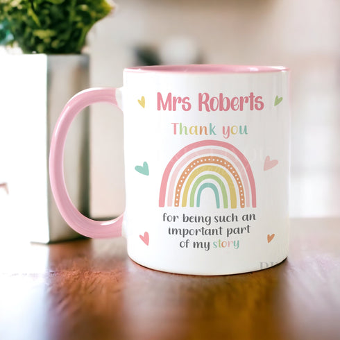 Personalised Thank You mug, teacher Gift ideas , Personalised Mug, Childminder or Foster Carer gifts, important Story