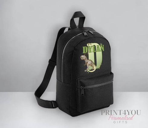 Personalised Kids Backpack, School Rucksack, Nursery Bag, Other colours, Dinosaur T-rex Letter and Name