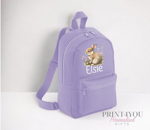 Personalised Kids Backpack, School Rucksack, Nursery Bag, Other colours, Bunny Rabbit and name