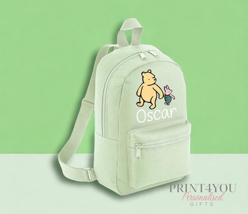 Personalised Kids Backpack, School Rucksack, Nursery Bag, Other colours, Classic Pooh Bear and name