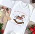 Baby's First Christmas Personalised Bib, Vest and Sleepsuit Cotton Set - Perfect for New baby Gift, Pink Traditional Rocking Horse