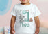 Personalised Boys Birthday T-Shirt ANY AGE - Cotton White Top, Elephant with banner and cake, any number any age