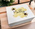 Honeycomb Bumble Bee Gift box, Baby Keepsake Gift Box, New Baby Personalised Gift Box, Magnetic closed white box