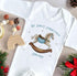Baby's First Christmas Personalised Bib, Vest and Sleepsuit Cotton Set - Perfect for New baby Gift, Blue Traditional Rocking Horse