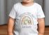 Personalised Welcome Baby Sleepsuit, Bib and Vest, New Baby Gift Set, Grey Safari Animals Rainbow and Name