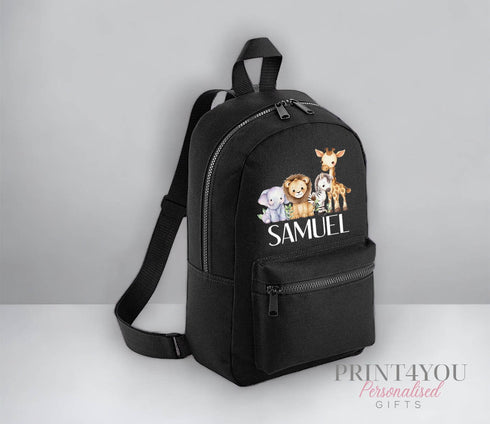 Personalised Kids Backpack, School Rucksack, Nursery Bag, Other colours, Safari Animals Jungle Theme
