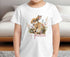Children's White Cotton Personalised T-shirt - Easter bunny rabbit with flowers