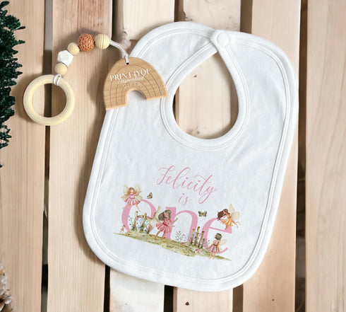 Personalised First Birthday One t-shirt, vest, Sleepsuit and long sleeve T-shirt, Pink Fairytale Fairies First Birthday Outfit.