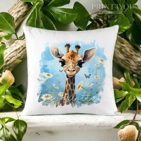 Personalised Giraffe Cushion Cover | Super Soft and Fully Washable | Gift for her
