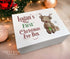 Christmas Eve Personalised Gift Box, Babies First xmas keepsake box, Magnetic closed white box, Reindeer Bear with carrot