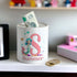 Personalised Ceramic White Money Box Coin Bank - Mermaid Pink letter