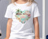 Tropical Paradise Flamingo Heart Personalised T-shirt - Girls Children's White Cotton Graphic Tee, First Holiday T-shirt