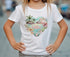 Tropical Paradise Flamingo Heart Personalised T-shirt - Girls Children's White Cotton Graphic Tee, First Holiday T-shirt