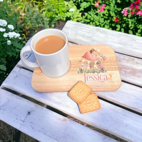 Personalised Wooden Tea and Biscuit Tray - Woodland Fairy, Gift for Girls