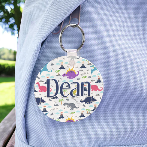 Dinosaur DD2 Personalised Bag Tag, Book Bag Kids Backpack Luggage Tag, Key Ring, School PE Tag, Swim Bag, Customizable with Any Name