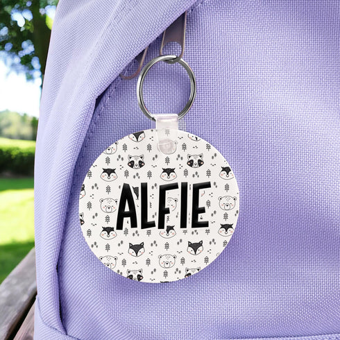 Scandinavian Animals Personalised Bag Tag, Book Bag Kids Backpack Luggage Tag, Key Ring, School PE Tag, Swim Bag, Customizable with Any Name