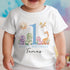Personalised First Birthday One T-shirt, Sleepsuit and vest, Blue Dinosaur First Birthday Outfit.