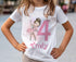 Personalised Girls Birthday T-Shirt - Ballerina Doll Design, Silver Glitter Effect Number - 100% Soft Cotton, DTG - Age 1-12yrs