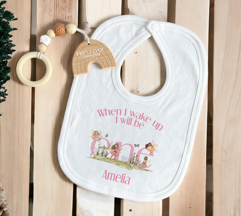Personalised When I Wake Up I Will Be One Sleepsuit and vest, Girls Fairy First Birthday Outfit.