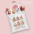 Christmas Cotton Tote Gift Bag | Reusable Shopping Bag | 100% White Cotton Bag | Gingerbread Kisses Gingerbread Houses