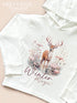 Christmas T-shirt with hood - Cotton jersey top, Lightweight long-sleeved tee, Winter magic Deer Reindeer