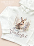Christmas T-shirt with hood - Cotton jersey top, Lightweight long-sleeved tee, Winterful Life Bunny Rabbit