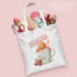 Christmas Cotton Tote Gift Bag | Reusable Shopping Bag | 100% White Cotton Bag | Hot Chocolate Season Gingerbread man