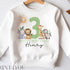 Personalised Third Birthday Jumper, Birthday Sweatshirt for Children, I am three, Jungle Safari Jumper 3 Green