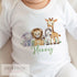 Newborn Gift, Sleepsuit Bib and vest, Safari baby Outfit. 0-12m