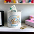 Personalised Ceramic White Money Box Coin Bank - Blue Safari Rainbow, New Baby Gift, First Birthday, Christening Gift