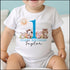Personalised Farm Animals First Birthday T-shirt, I am One, Sleepsuit, Vest or T-shirt, Blue Number 1 First Birthday
