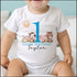 Personalised Farm Animals First Birthday T-shirt, I am One, Sleepsuit, Vest or T-shirt, Blue Number 1 First Birthday
