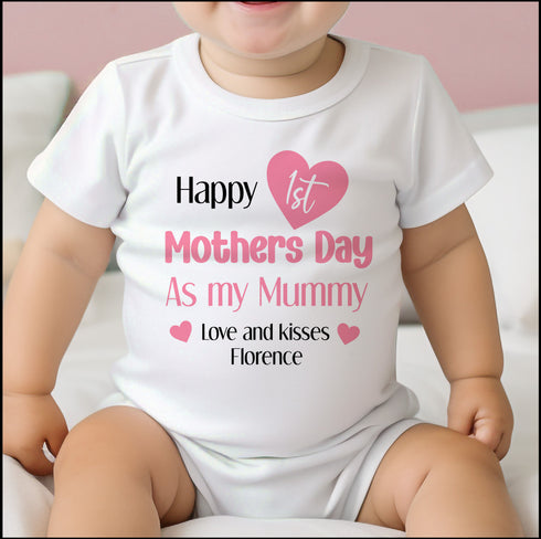 First Mother's Day Outfit – Custom Baby Sleepwear Set | Soft Cotton Vest & Bib
