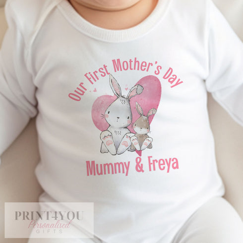 First Mother's Day Outfit – Custom Baby Clothes Set | Soft Cotton Vest & Sleepsuit