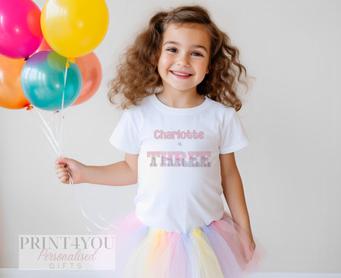 Personalised Mermaid Birthday T-Shirt Ages 1-6 - Cotton White Top, Any name