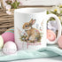 Personalised gift mug, White or Pink Handle Mug, Gorgeous Bunny Rabbit and Flowers, Easter Gift Ideas