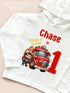 Personalised First Birthday One T-shirt, Sleepsuit and vest, Fireman Fire Engine First Birthday Outfit.