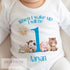 Personalised First Birthday One T-shirt, Sleepsuit and vest, Blue Farm Animals First Birthday Outfit.
