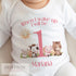 Personalised First Birthday One T-shirt, Sleepsuit and vest, Pink Farm Animals First Birthday Outfit.