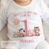Personalised First Birthday One T-shirt, Sleepsuit and vest, Pink Farm Animals First Birthday Outfit.