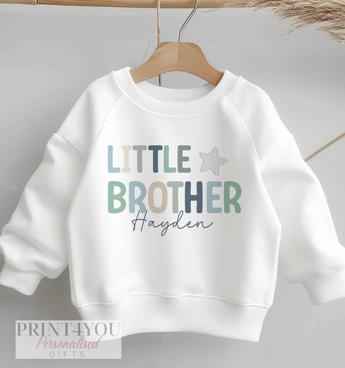 Personalised Big or Little Brother Jumper, Birthday Sweatshirt for Children, Promoted to Big Brother , Little Brother, with Star