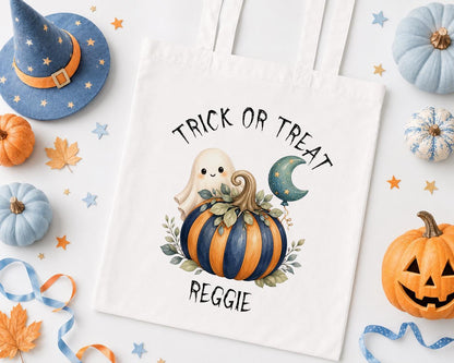 Personalised Halloween Trick or Treat Bag - Ghost & Pumpkin Tote