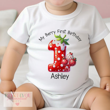 Personalised First Birthday Outfit – Baby Milestone T-Shirt, Sleepsuit & Vest