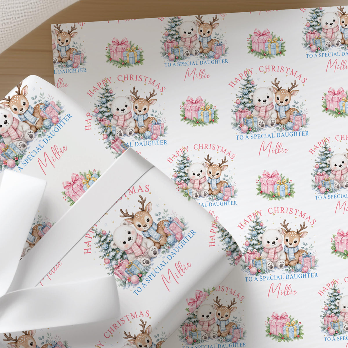 Personalised Christmas Wrapping Paper | Polar Bear Reindeer Gift Wrap