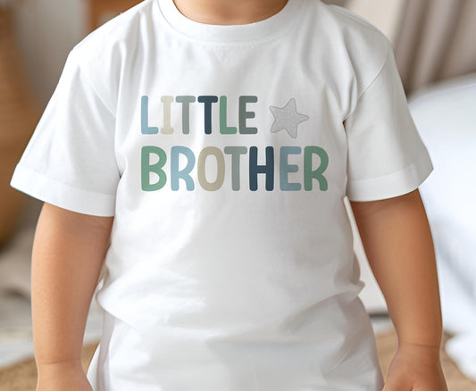 Children's White Cotton T – Shirt – Little Brother / Big Brother Design - 6-12m