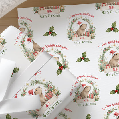Sheets of the personalised deer Christmas wrapping paper