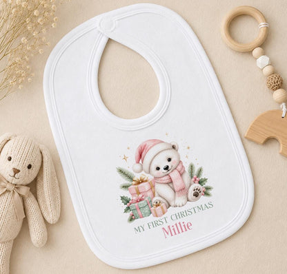 Personalised Baby Christmas Outfit | Pink Polar Bear, 2026 Gift