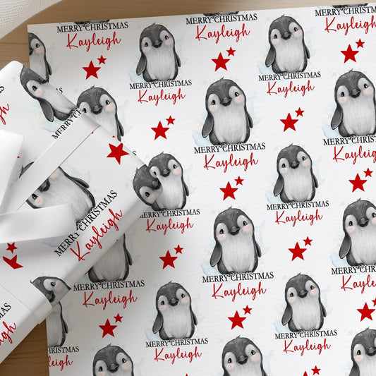 Printed christmas wrapping paper shown as wrapping paper